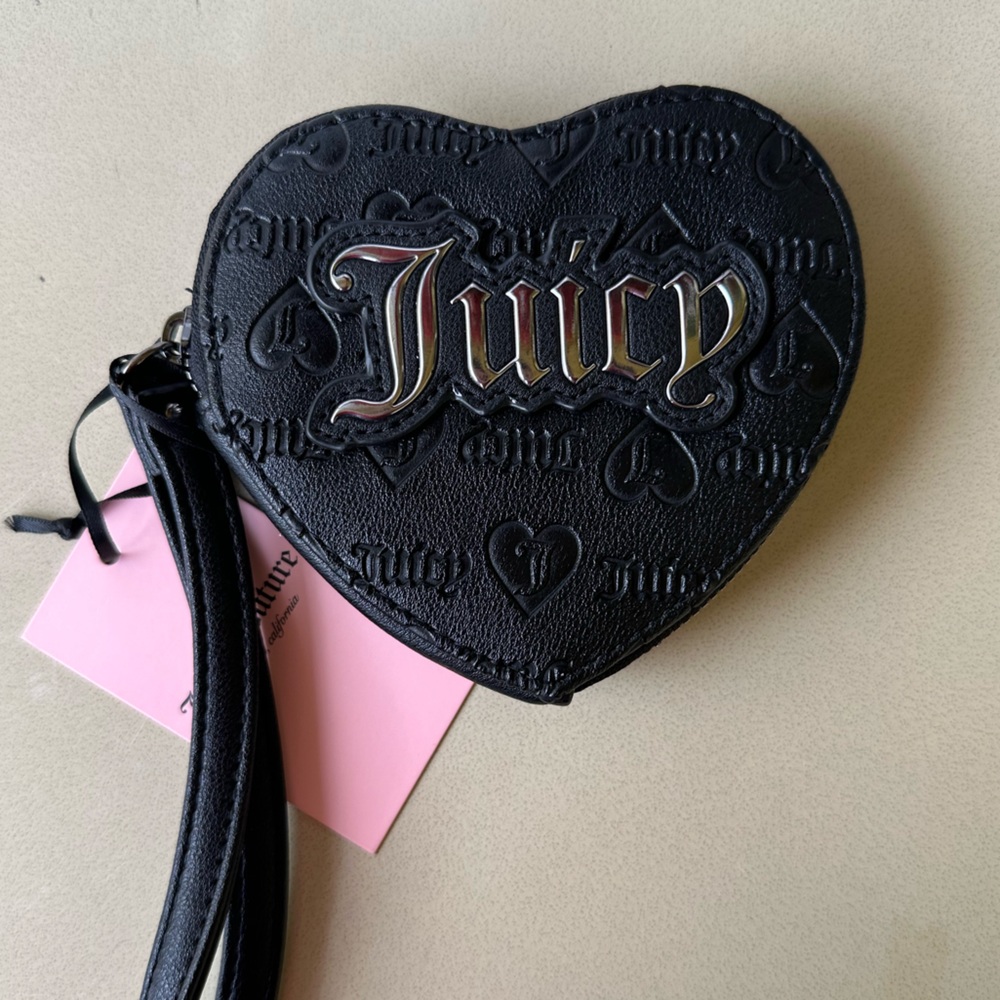 Juicy Couture Liquorice Heart Zip Around Wristlet NWT